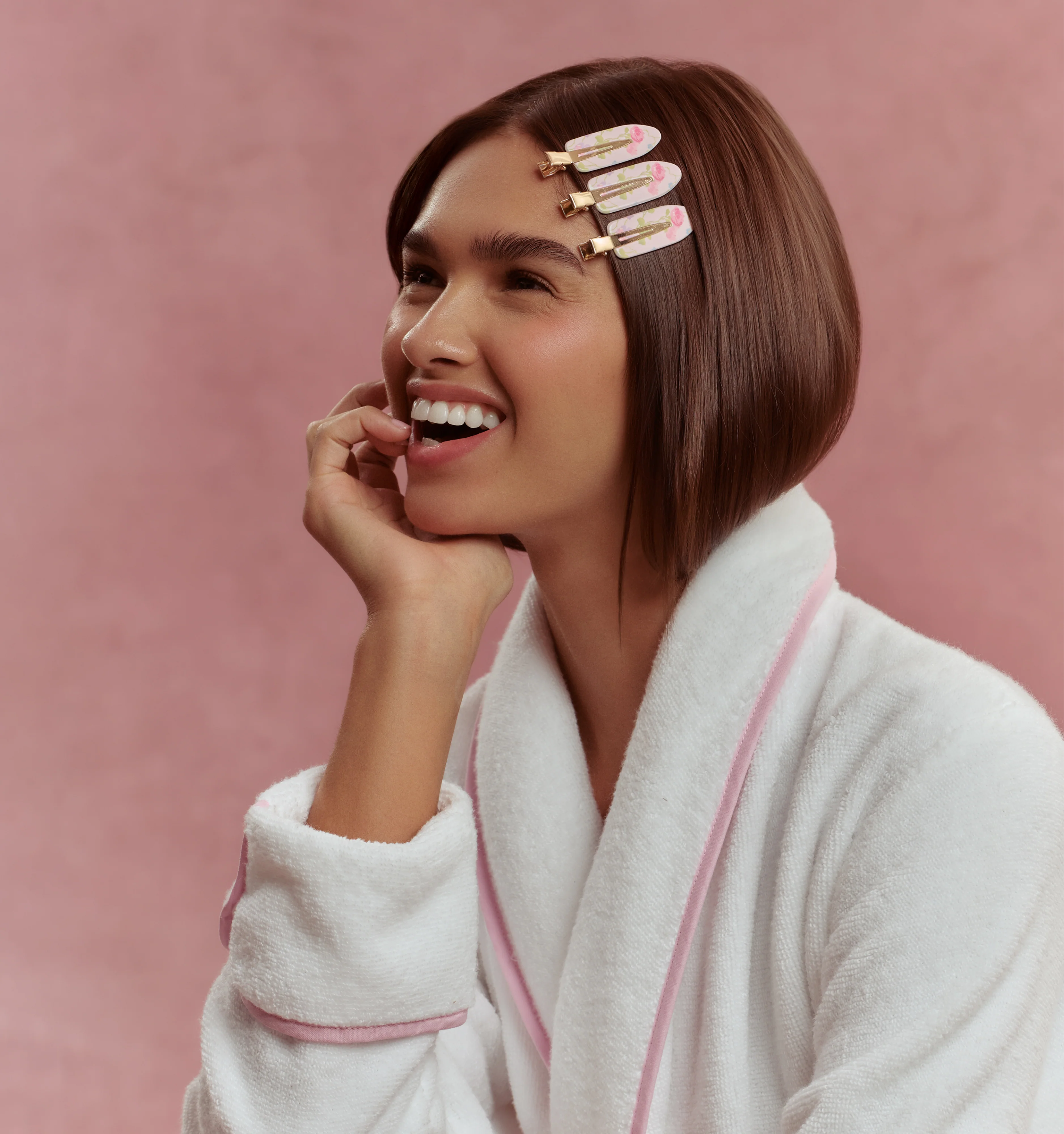 The Hill House x Wet Brush GRWM Clips - Blue Vine Stripe and Pink Floral - Image 2