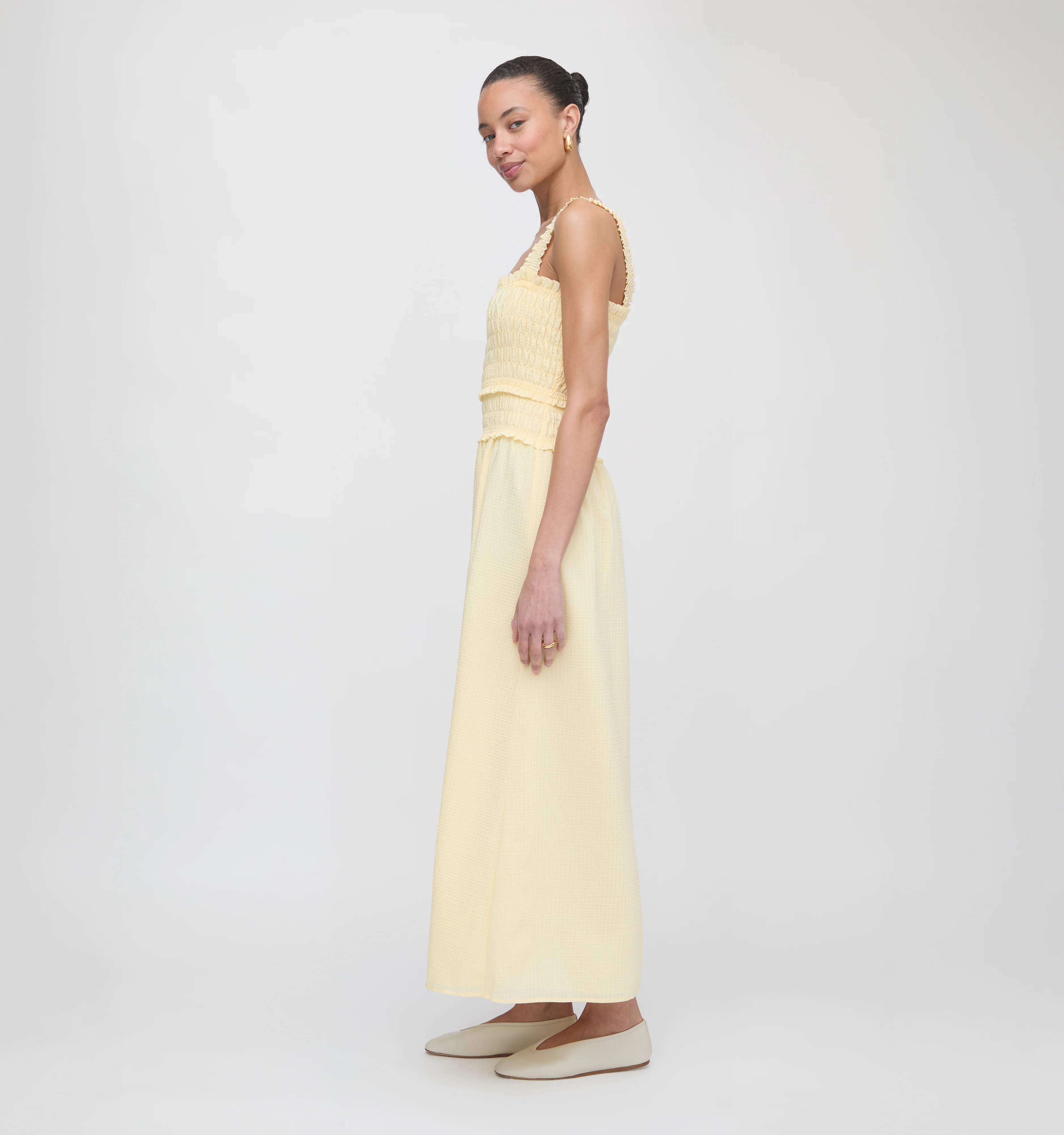 The Azalea Maxi Nap Dress - Butter Yellow Tonal Seersucker - Image 4