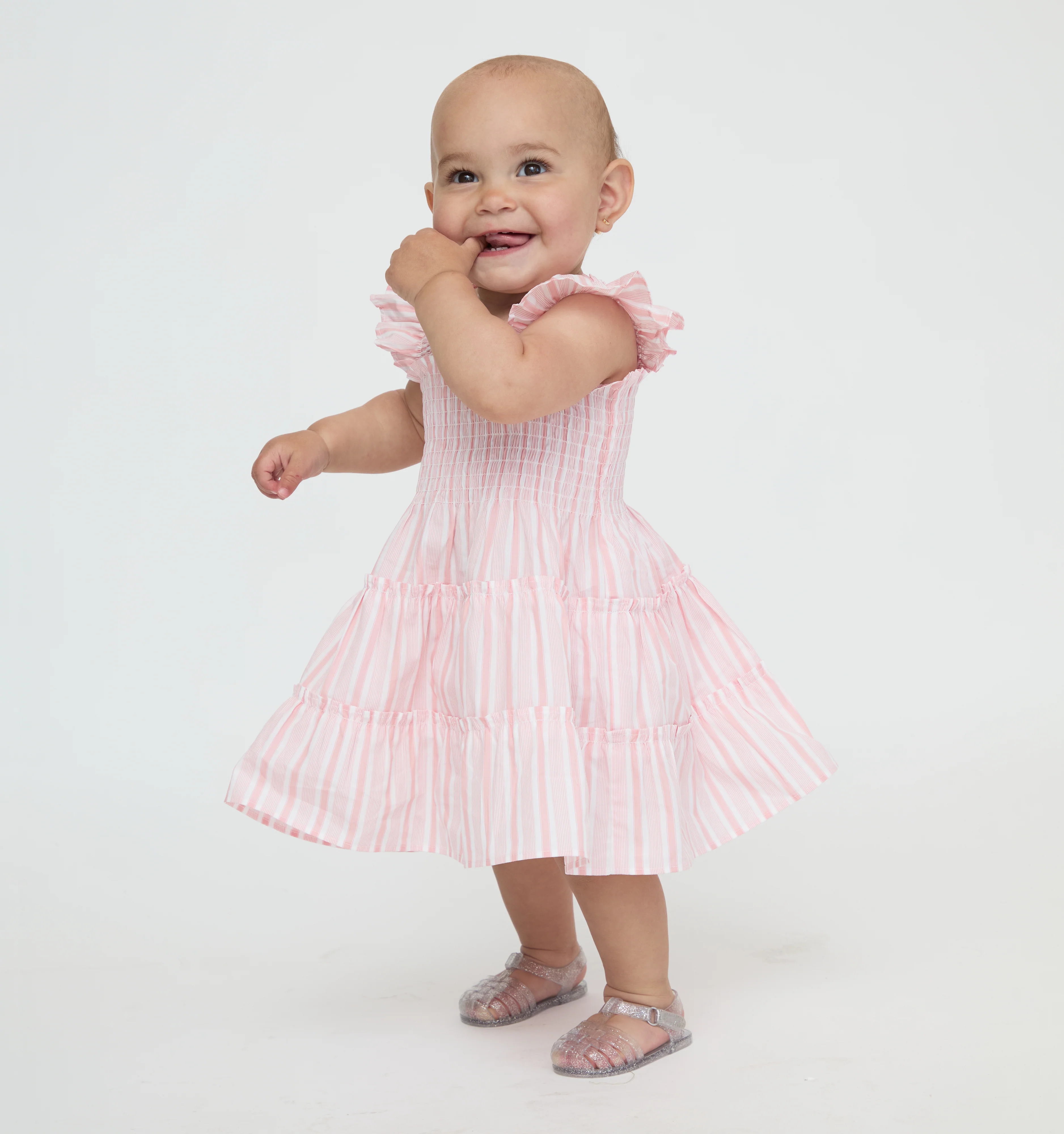 The Baby Ellie Nap Dress - Pink Variegated Stripe