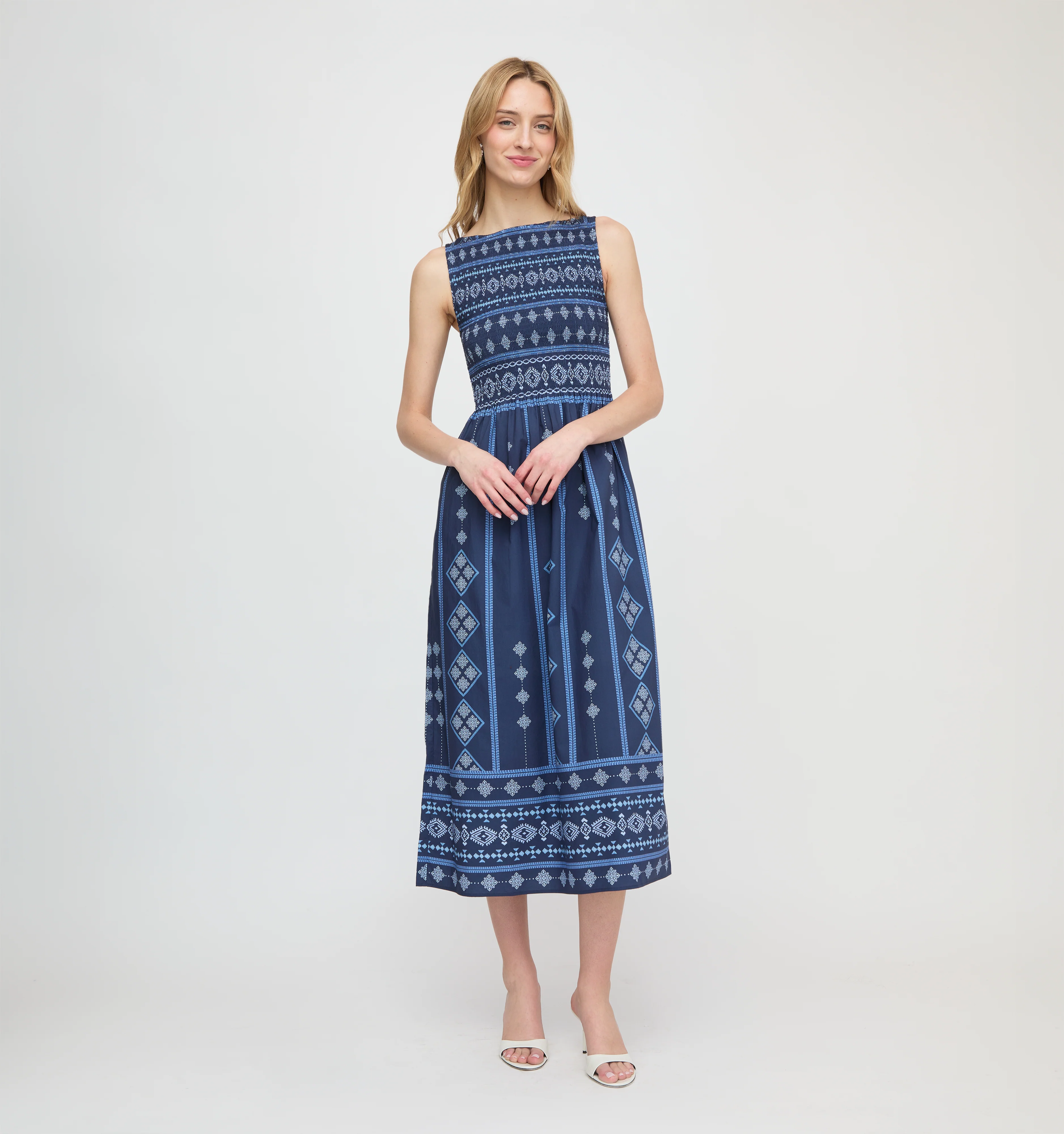 The Cosima Nap Dress - Navy Diamond Batik
