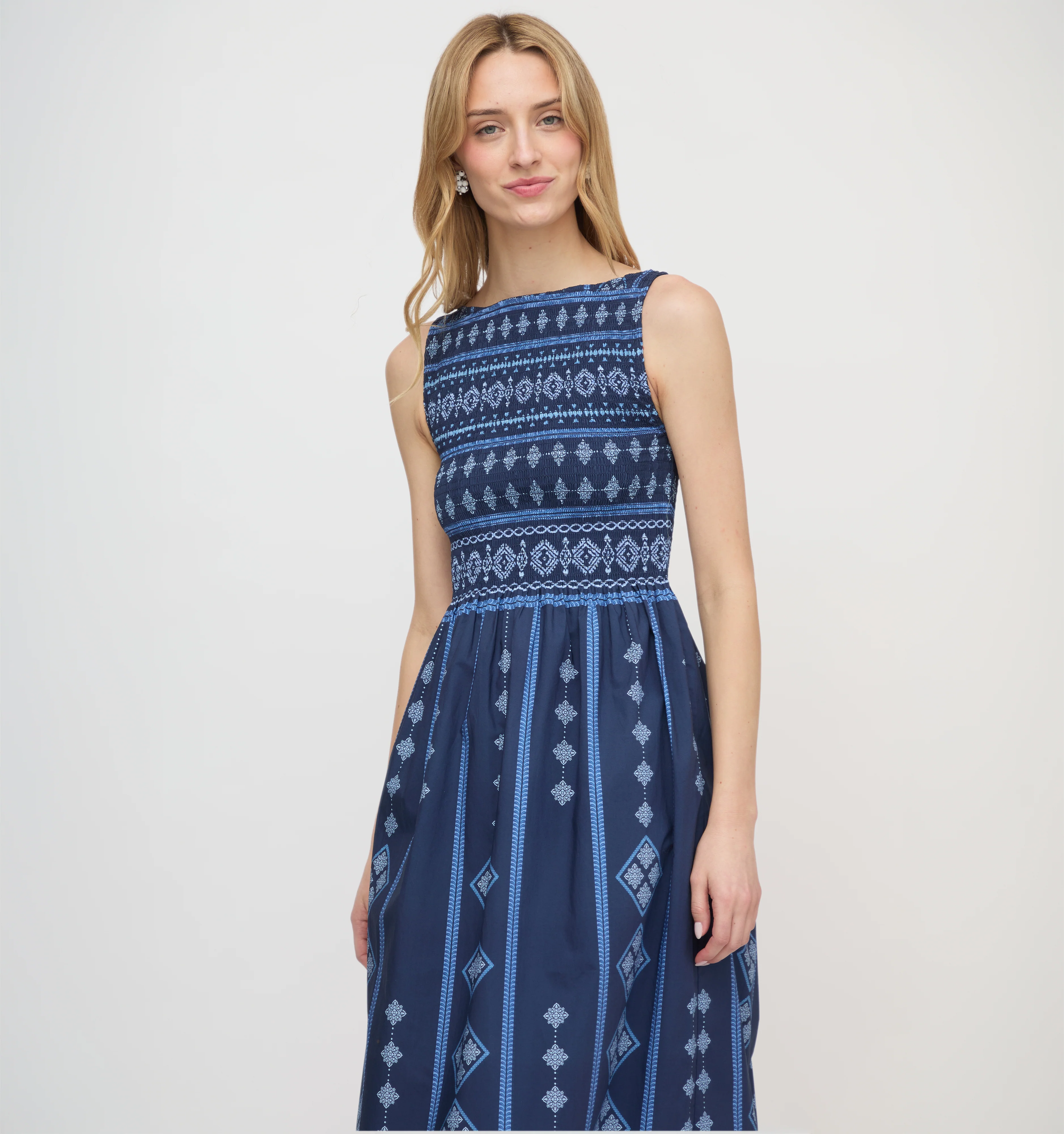 The Cosima Nap Dress - Navy Diamond Batik - Image 2