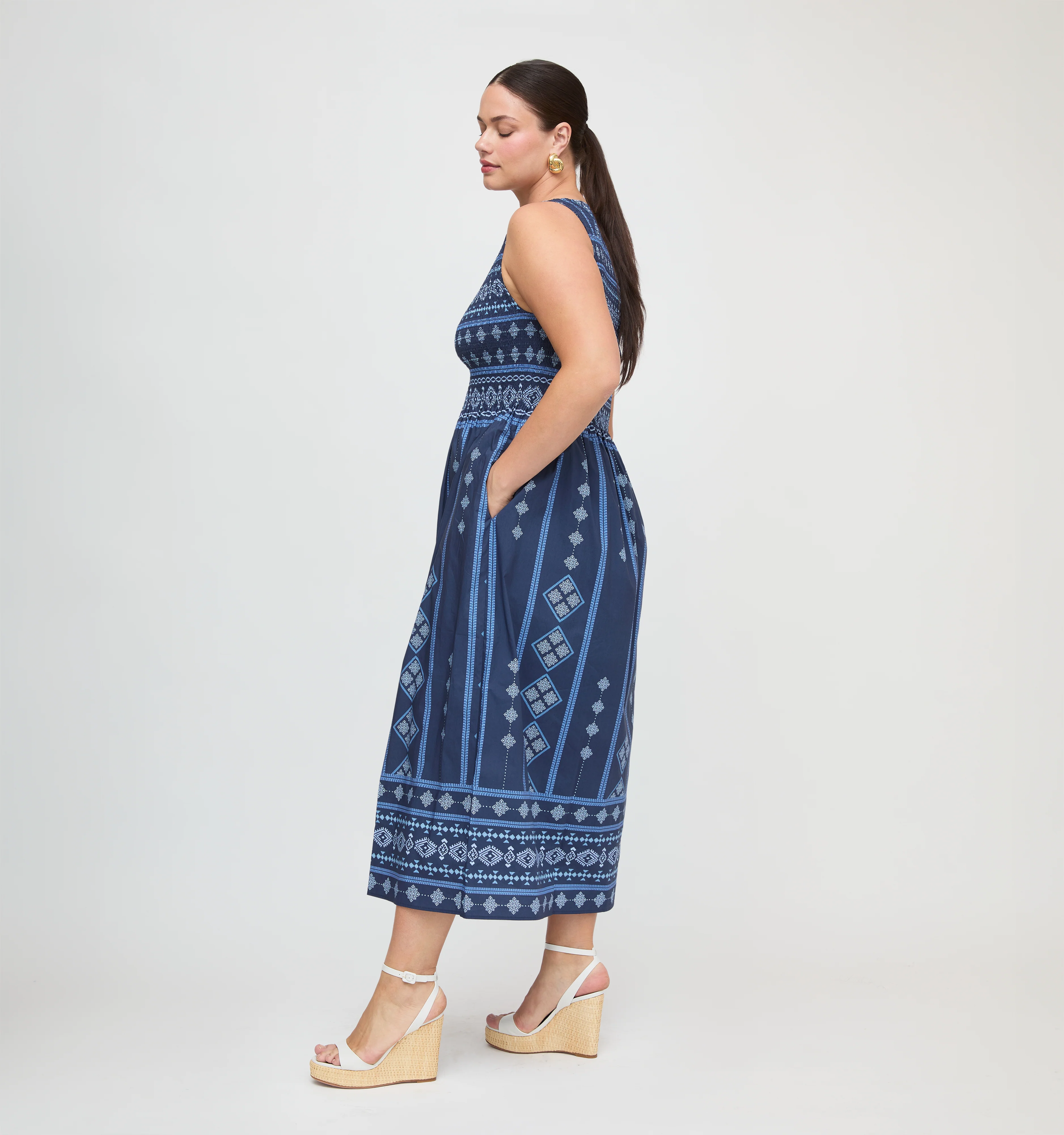 The Cosima Nap Dress - Navy Diamond Batik - Image 8