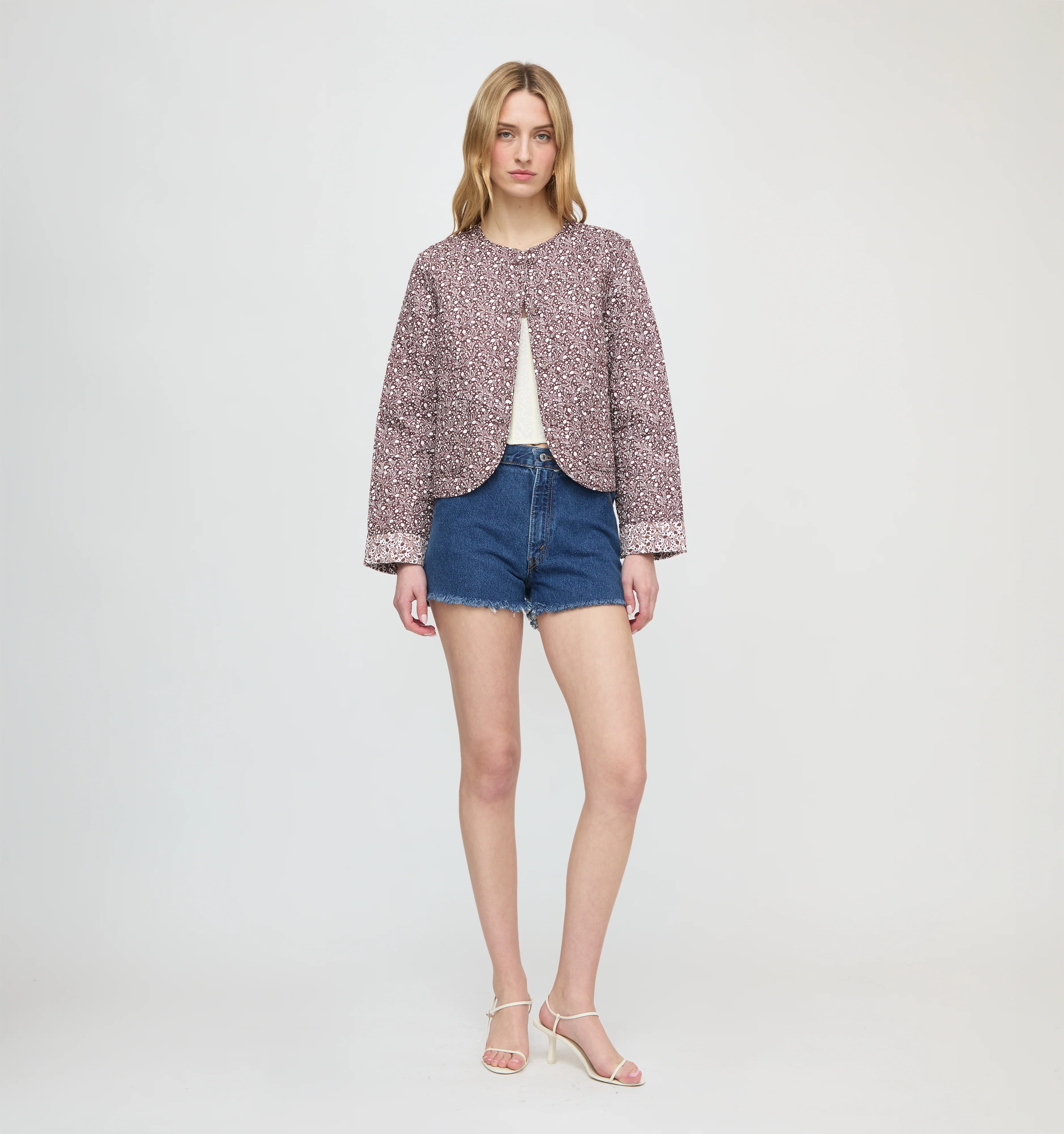 The Cropped Rowan Jacket - Chocolate Ditsy Thistle - Image 2