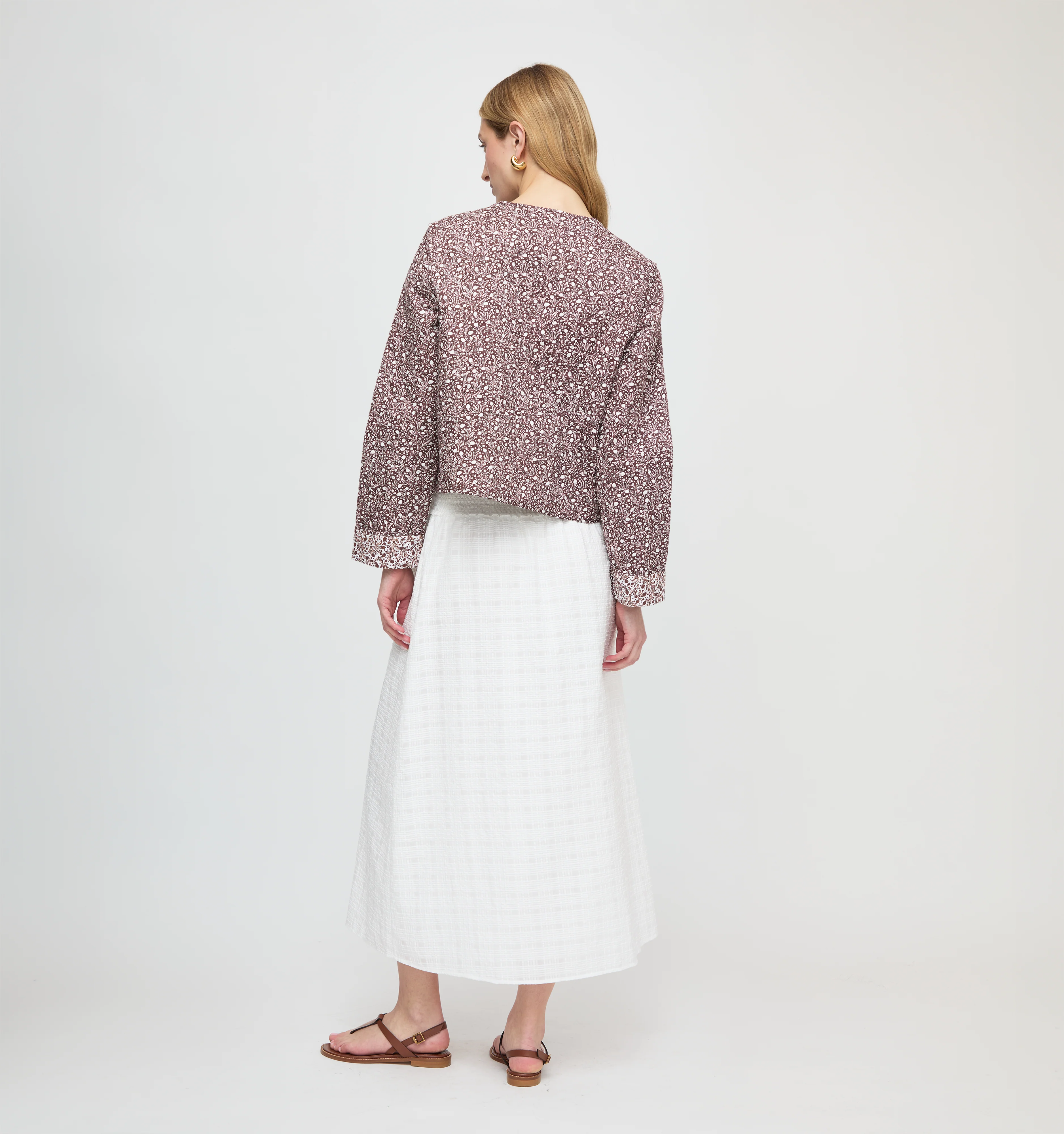 The Cropped Rowan Jacket - Chocolate Ditsy Thistle - Image 9