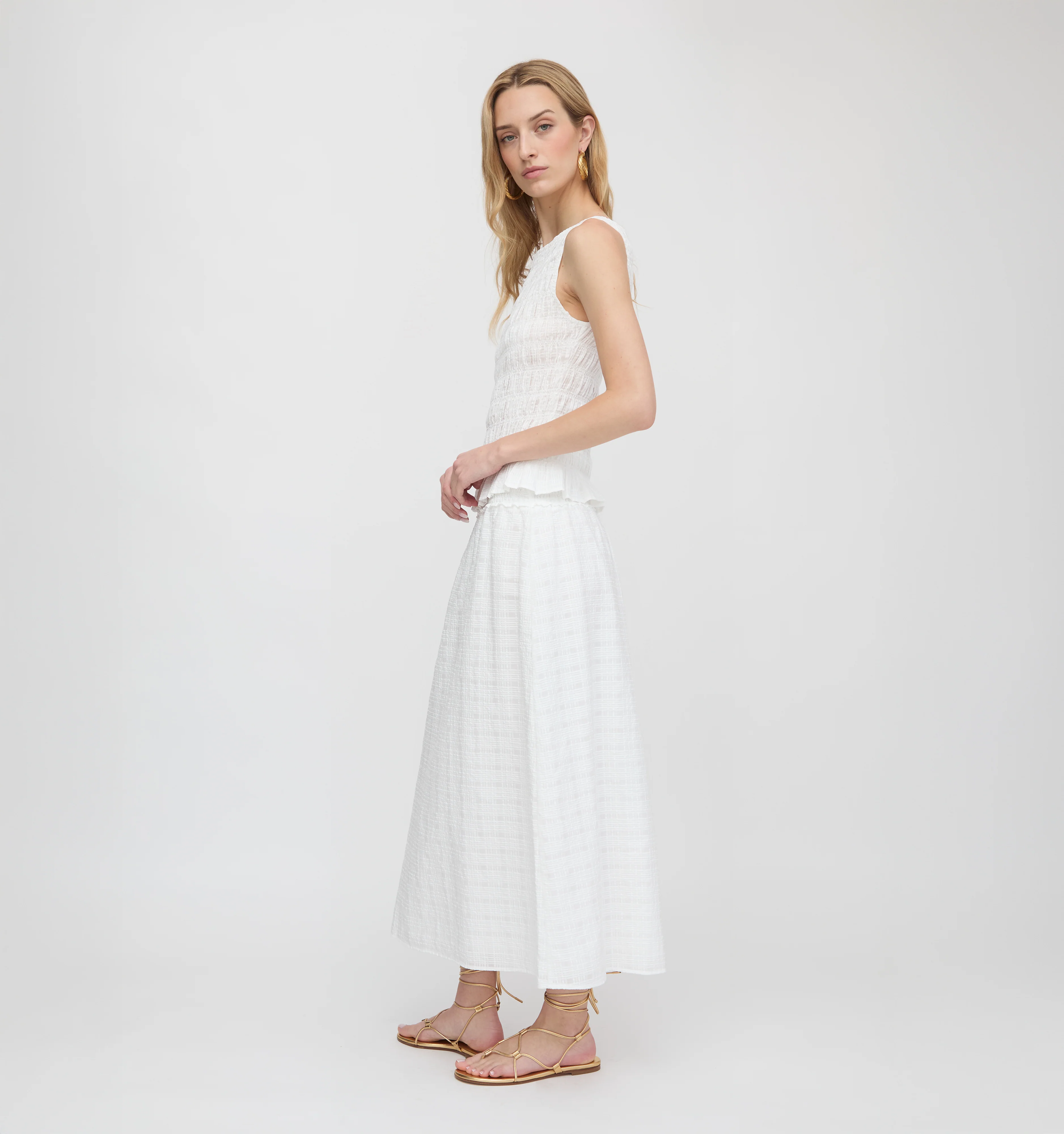 The Delphine Nap Skirt - White Crinkle Check - Image 3