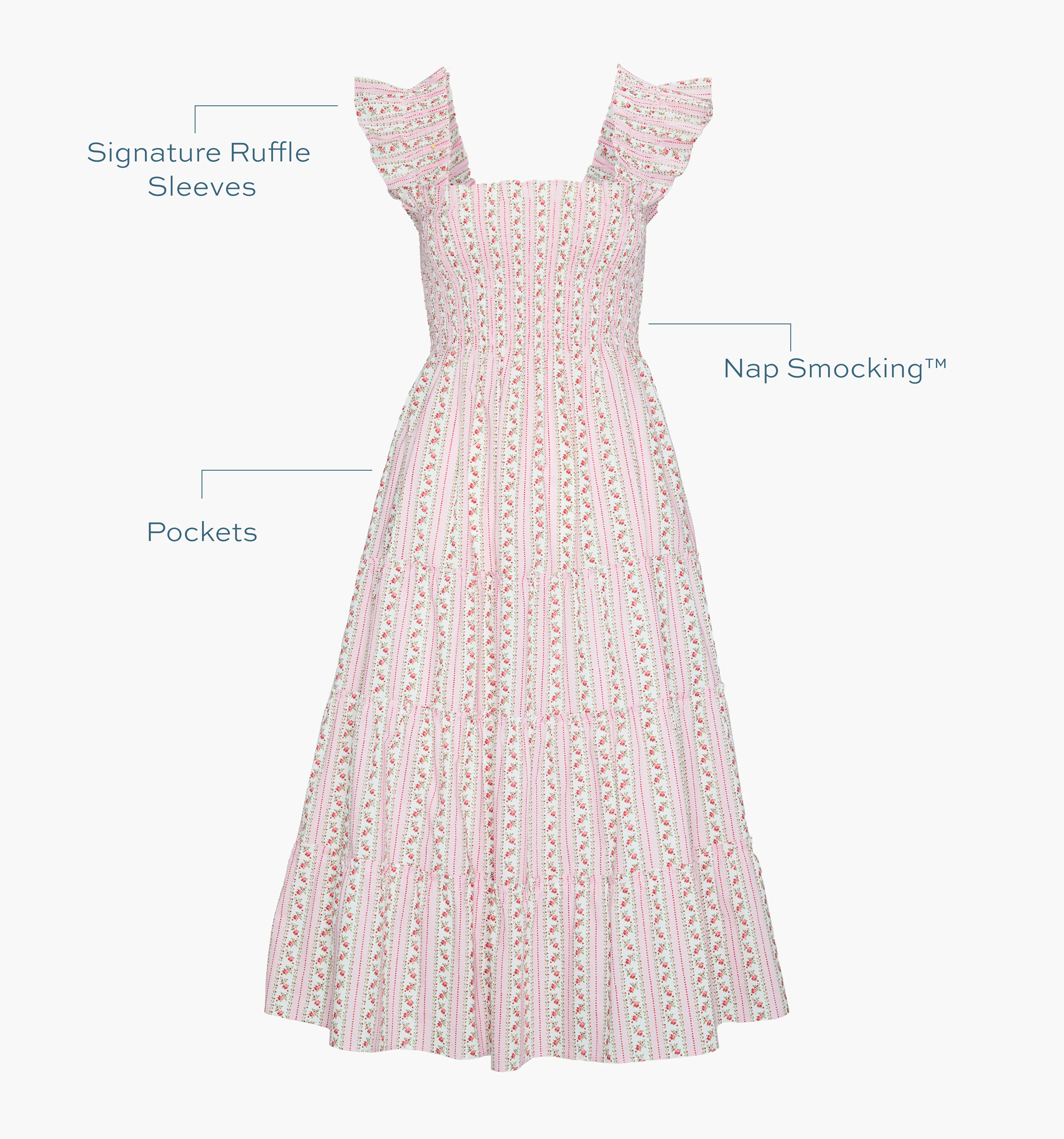 The Ellie Nap Dress - Pink Floral Dot Stripe - Image 6