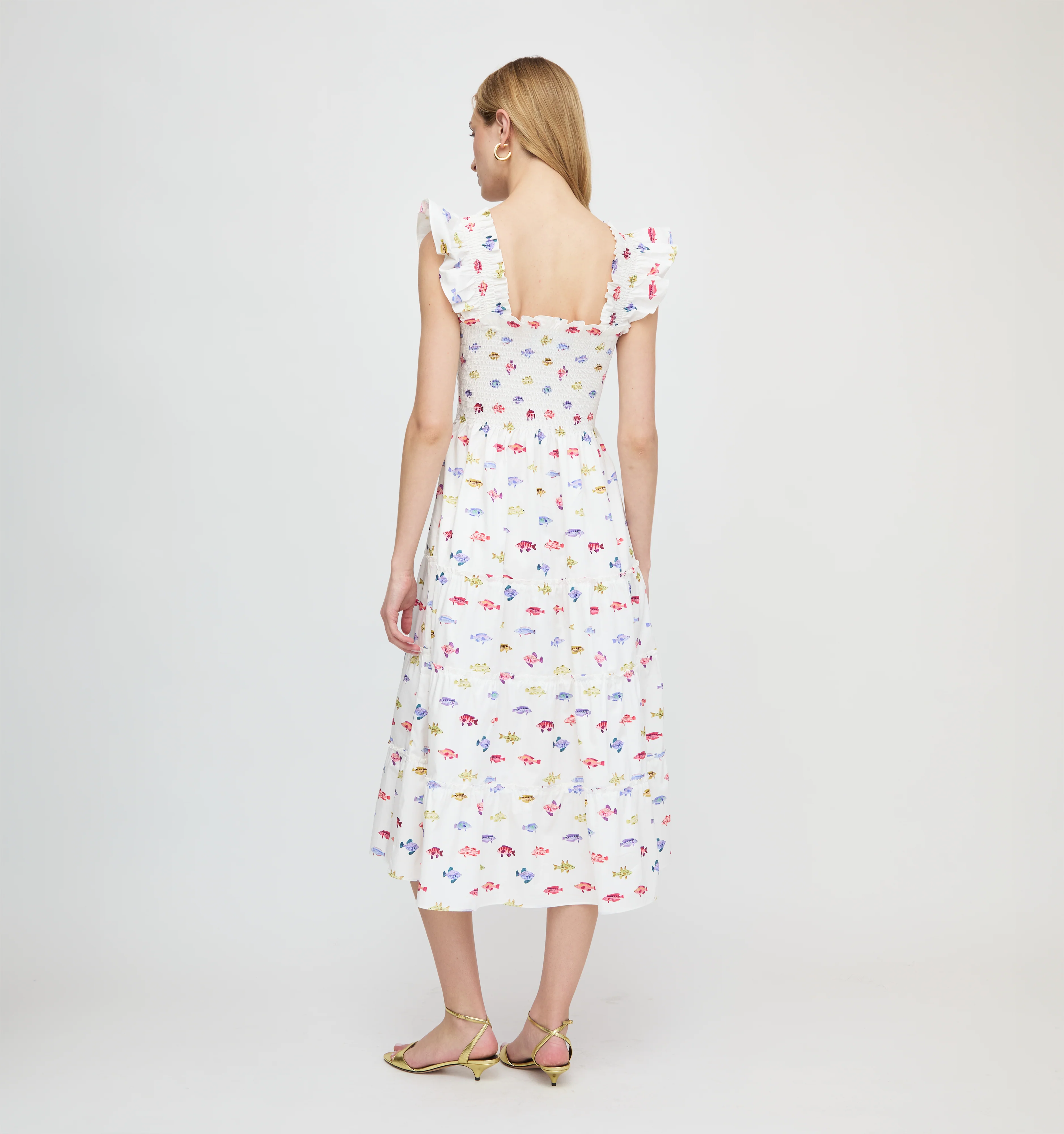 The Ellie Nap Dress - White Rainbow Fish - Image 4