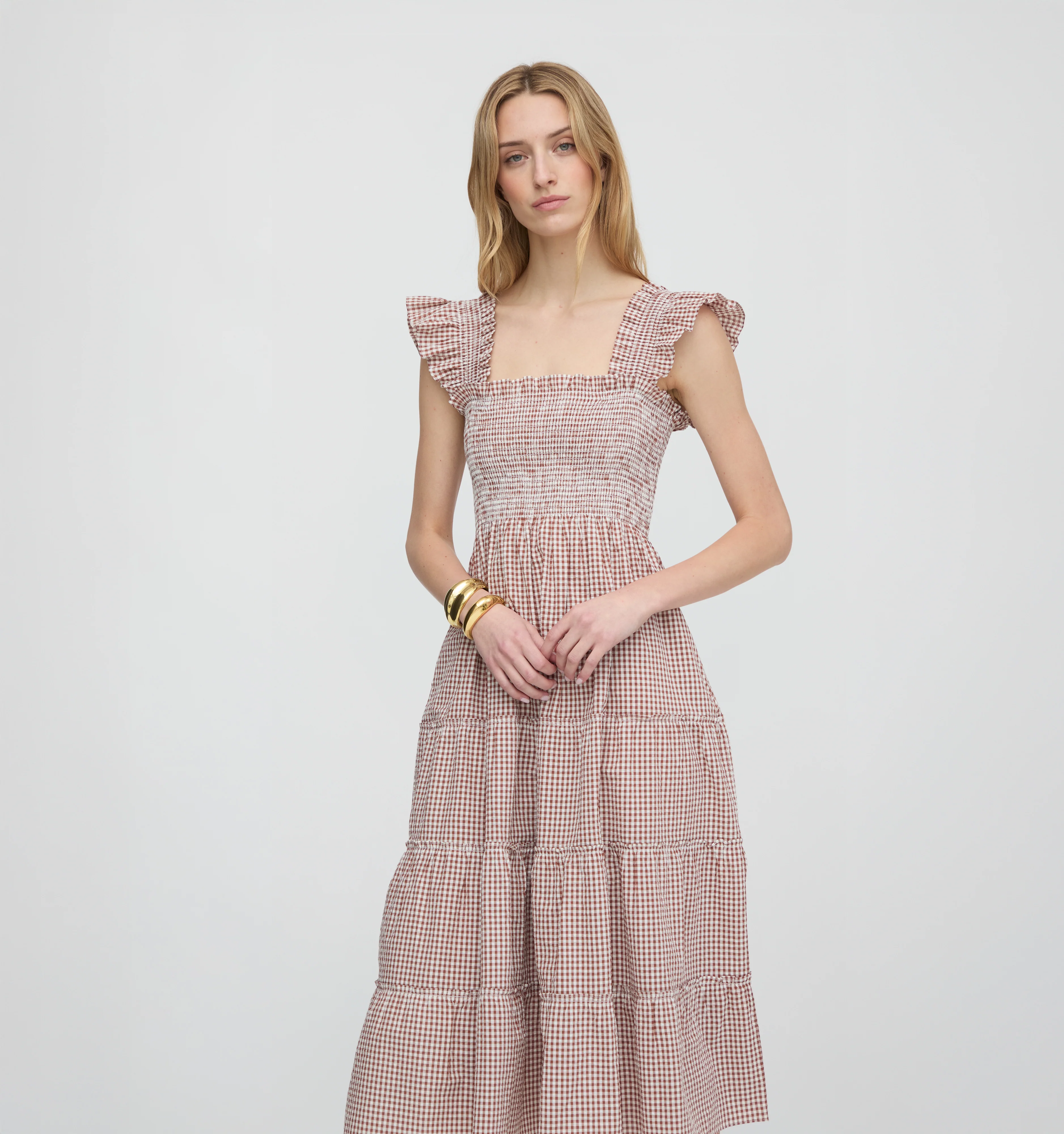 The Ellie Nap Dress - Cognac Gingham