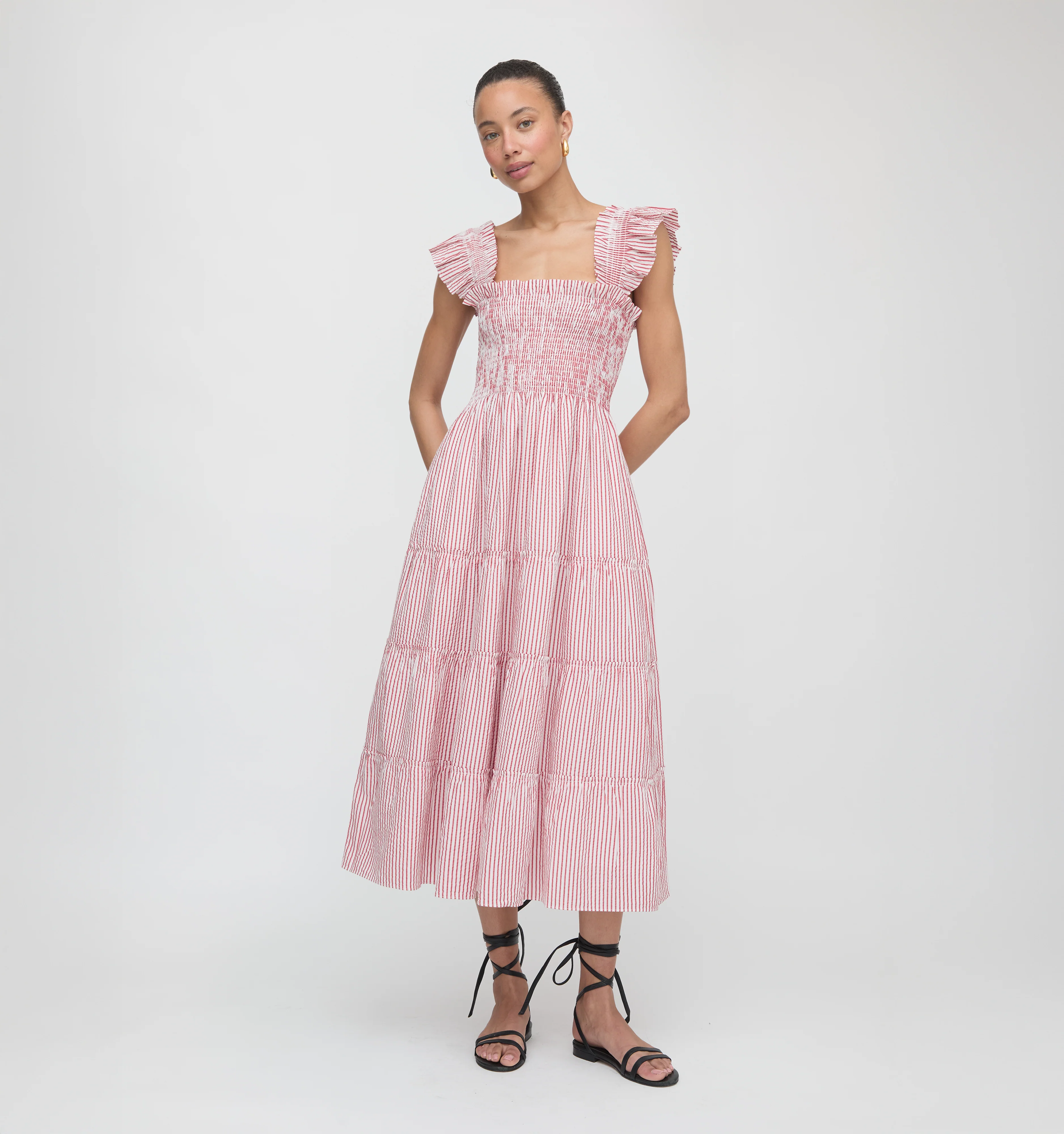 The Ellie Nap Dress - Red Ticking Stripe - Image 2