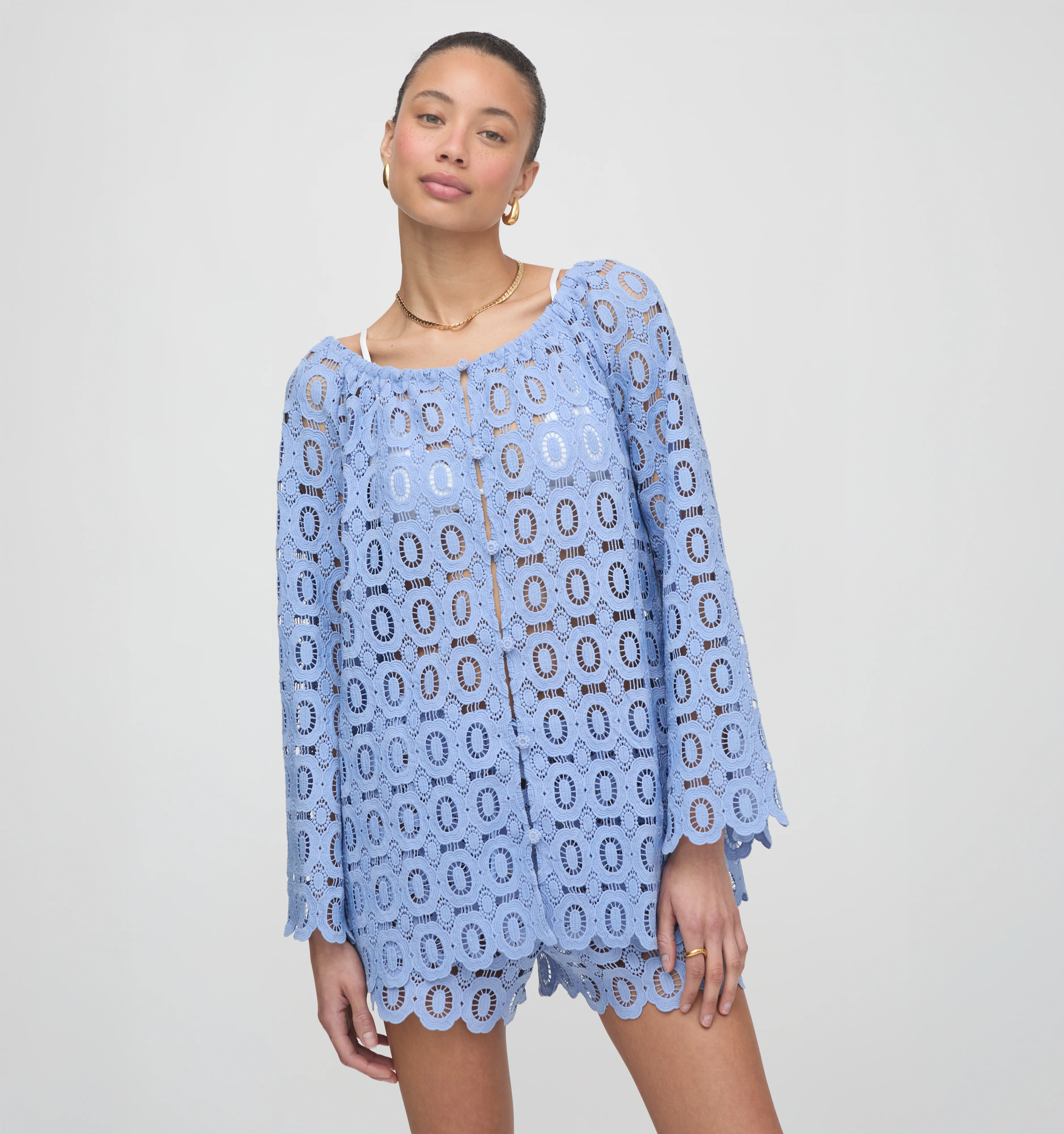 The Enella Tunic - Cornflower Lace