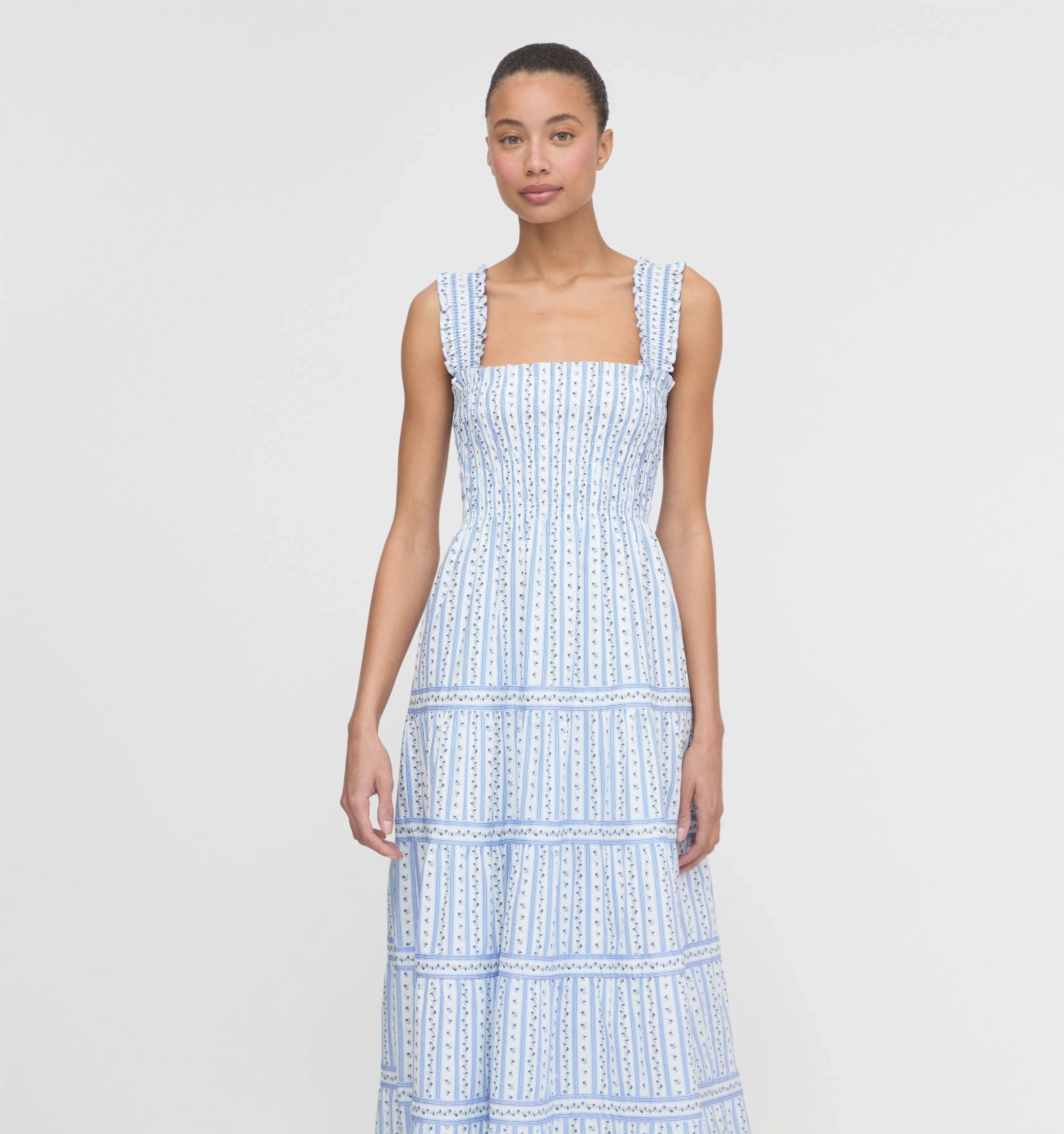 The Kimmy Maxi Nap Dress - Blue Petal Stripe - Image 2