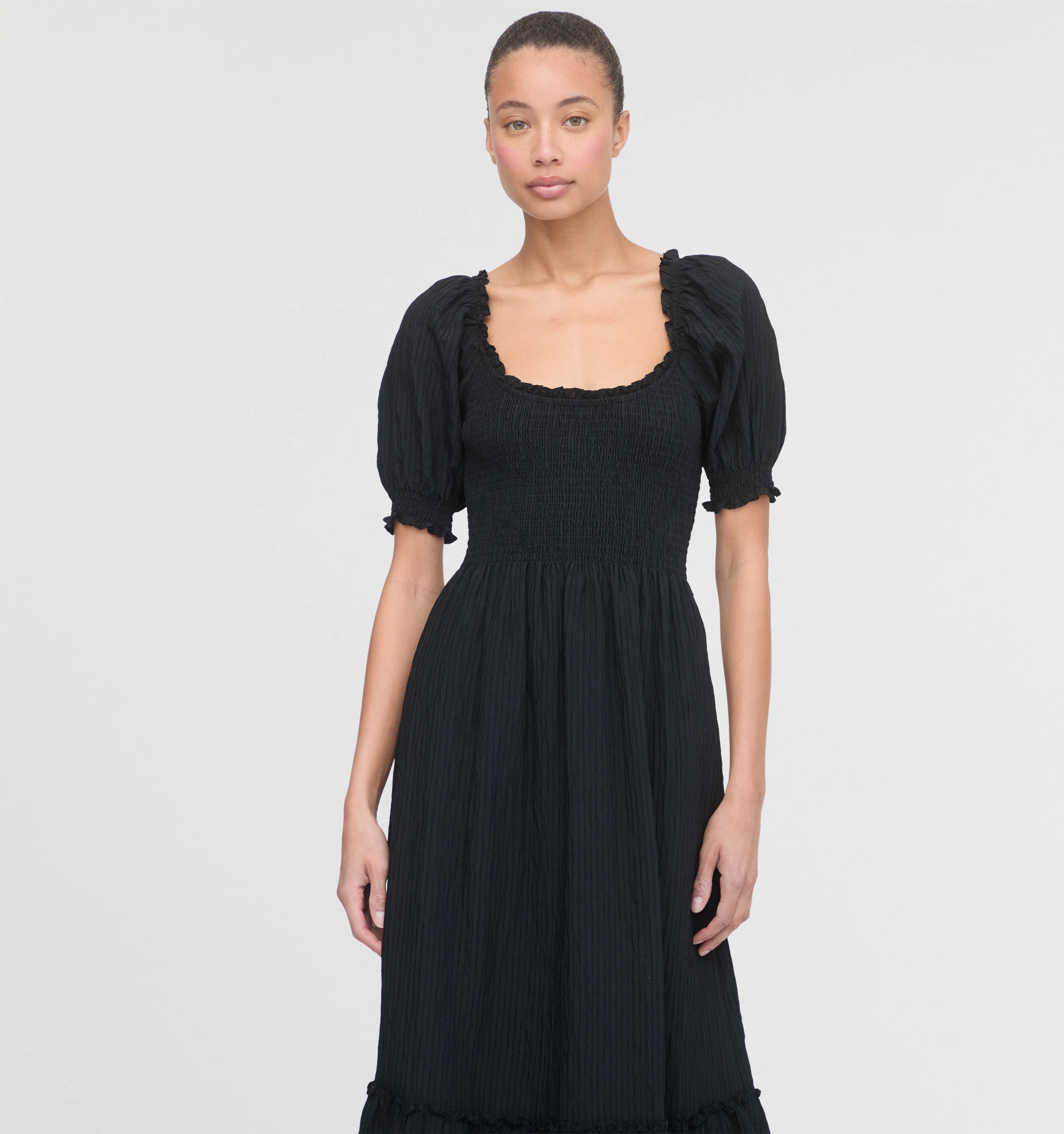 The Louisa Nap Dress - Black Tonal Seersucker - Image 3