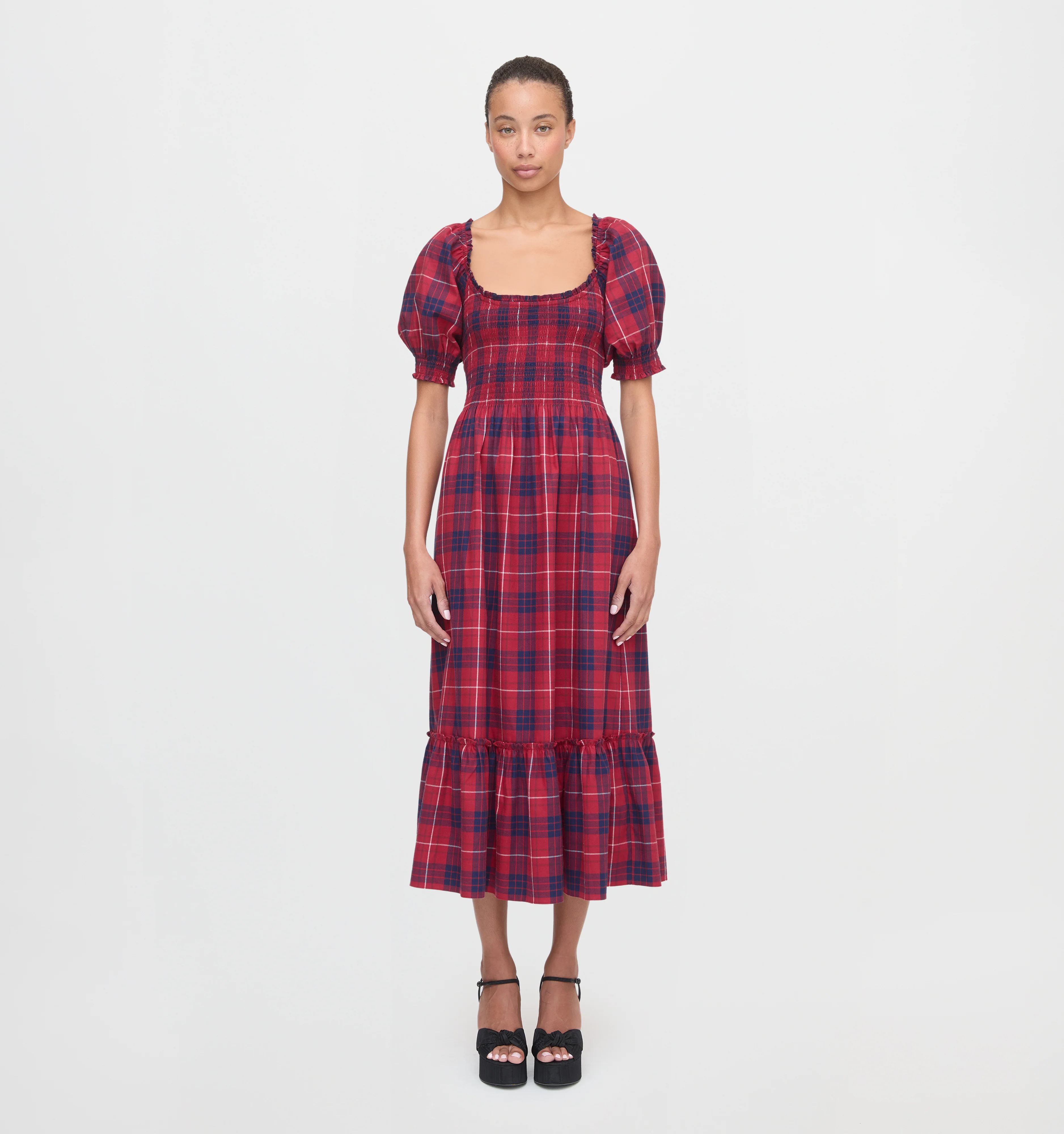 The Louisa Nap Dress - Cherry Tartan