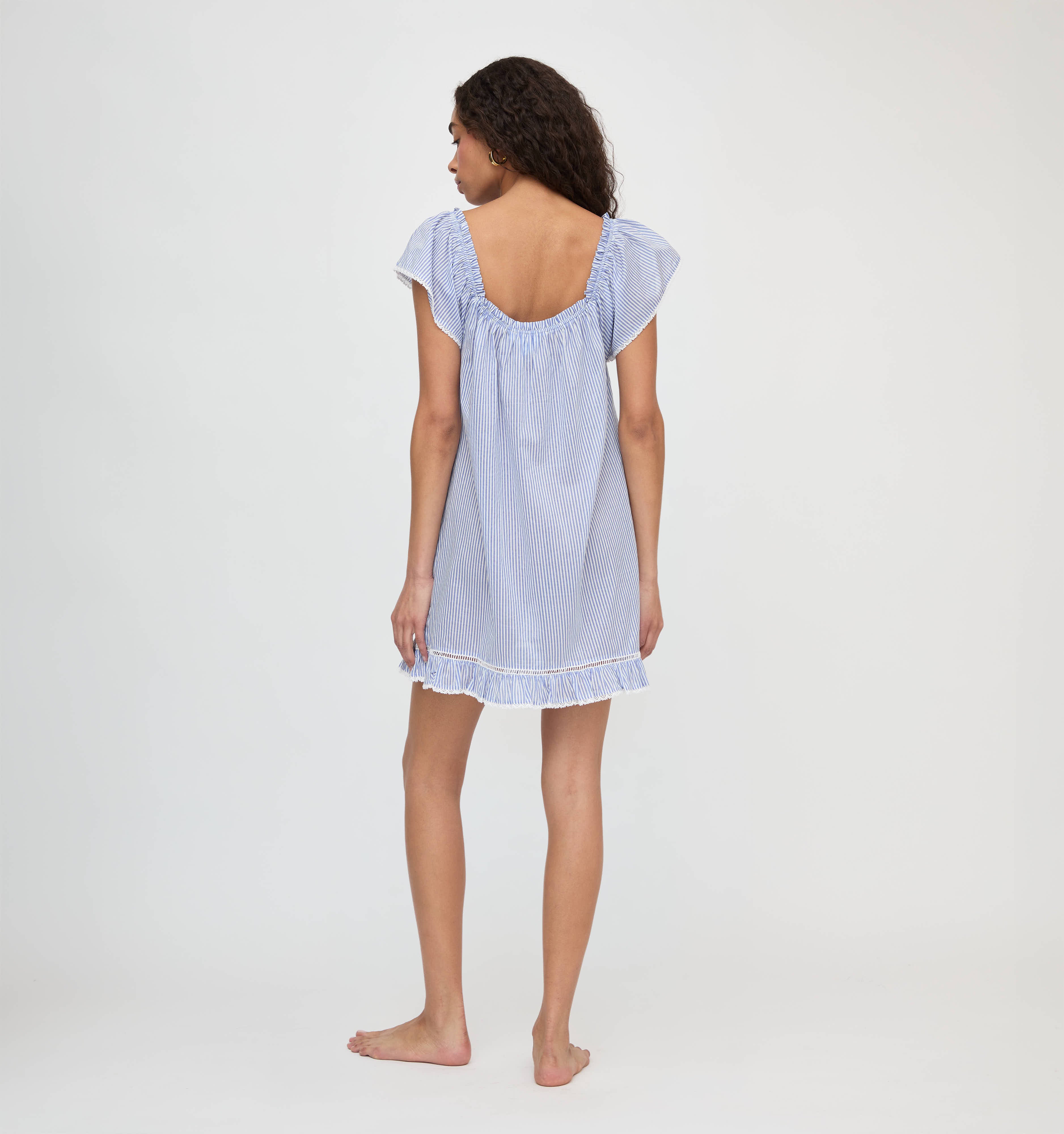 The Lucinda Nightgown - Blue/White Stripe - Image 4