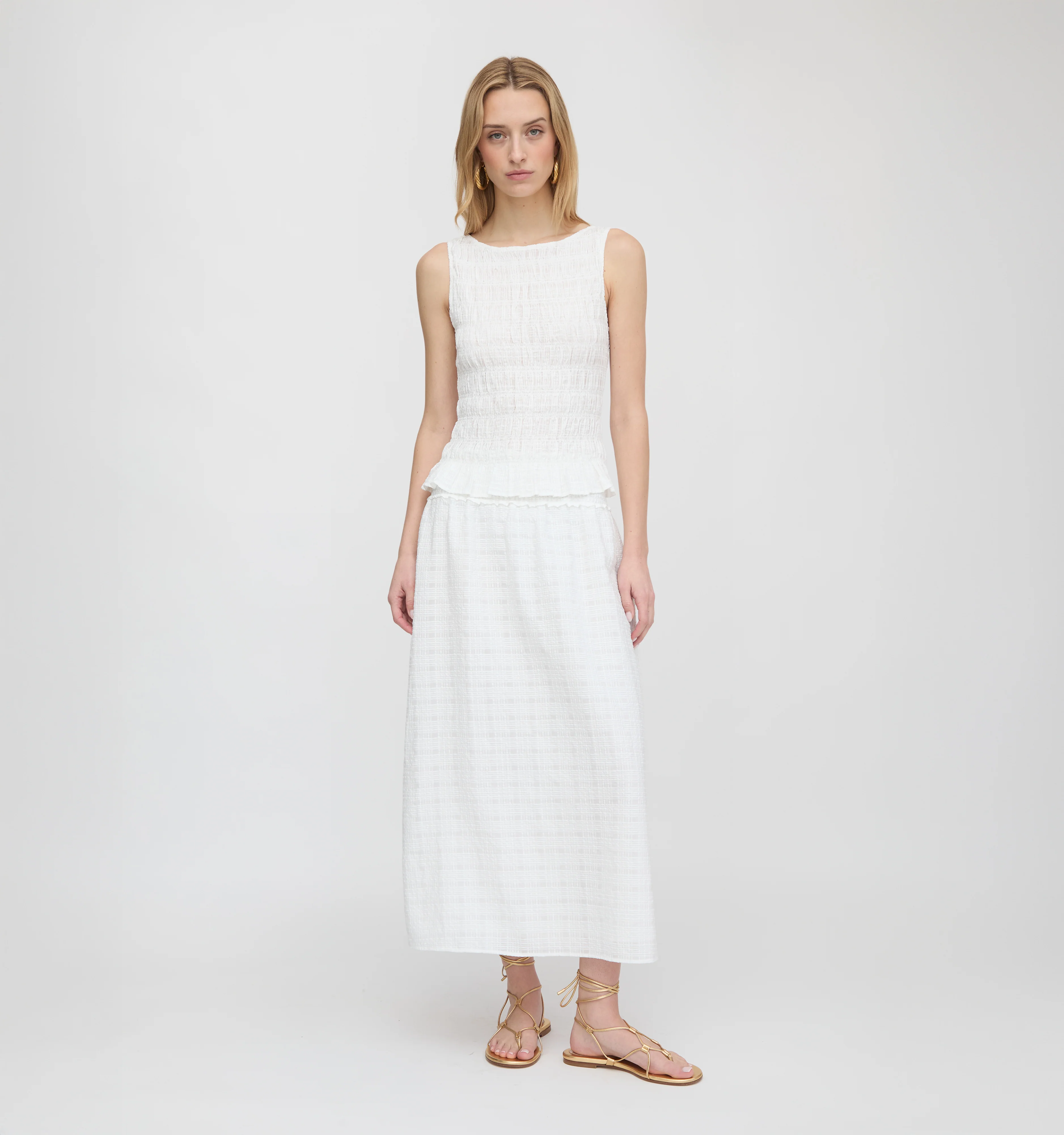 The Phoebe Nap Top - White Crinkle Check - Image 2