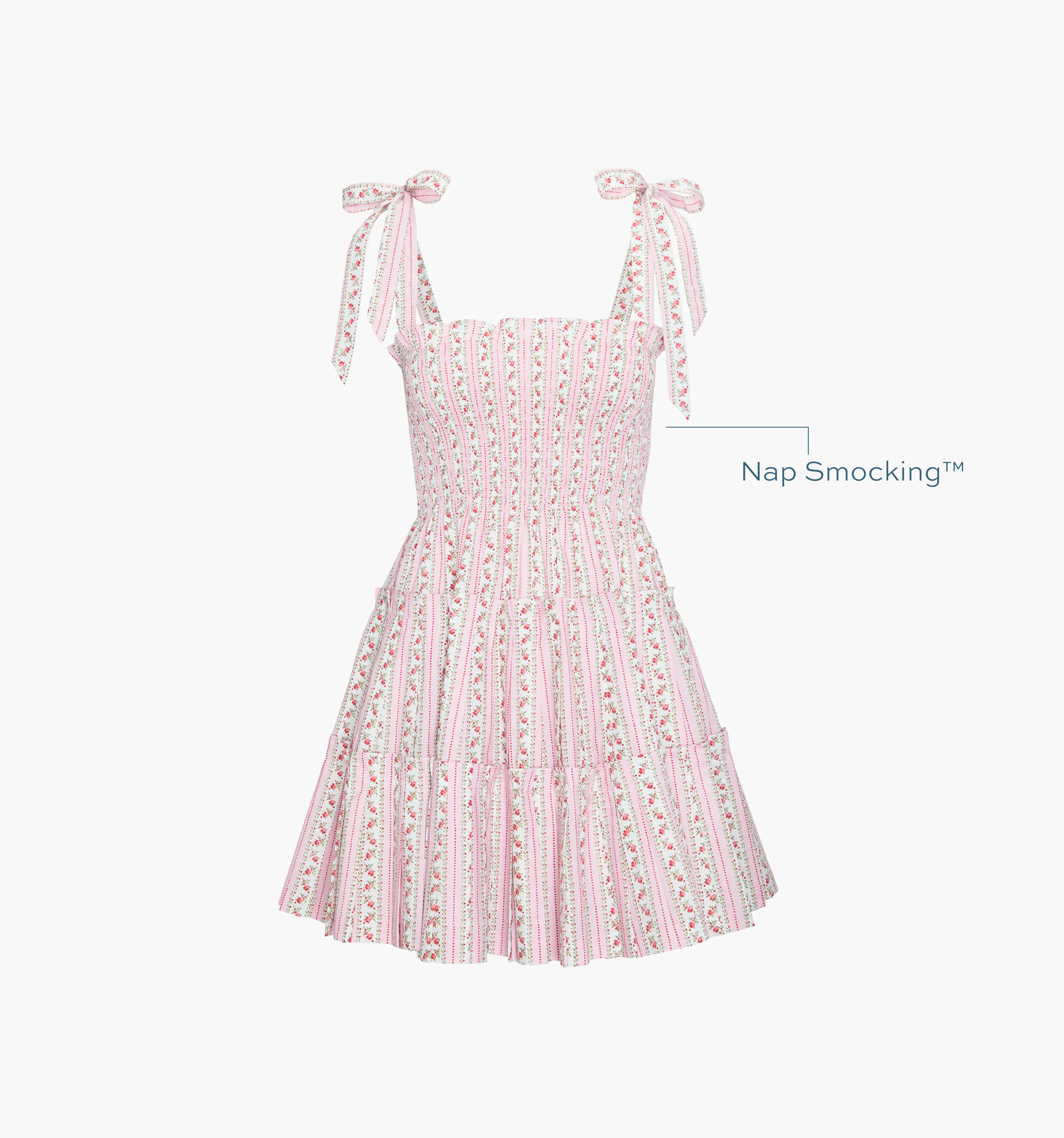The Ribbon Charlotte Nap Dress - Pink Floral Dot Stripe - Image 7