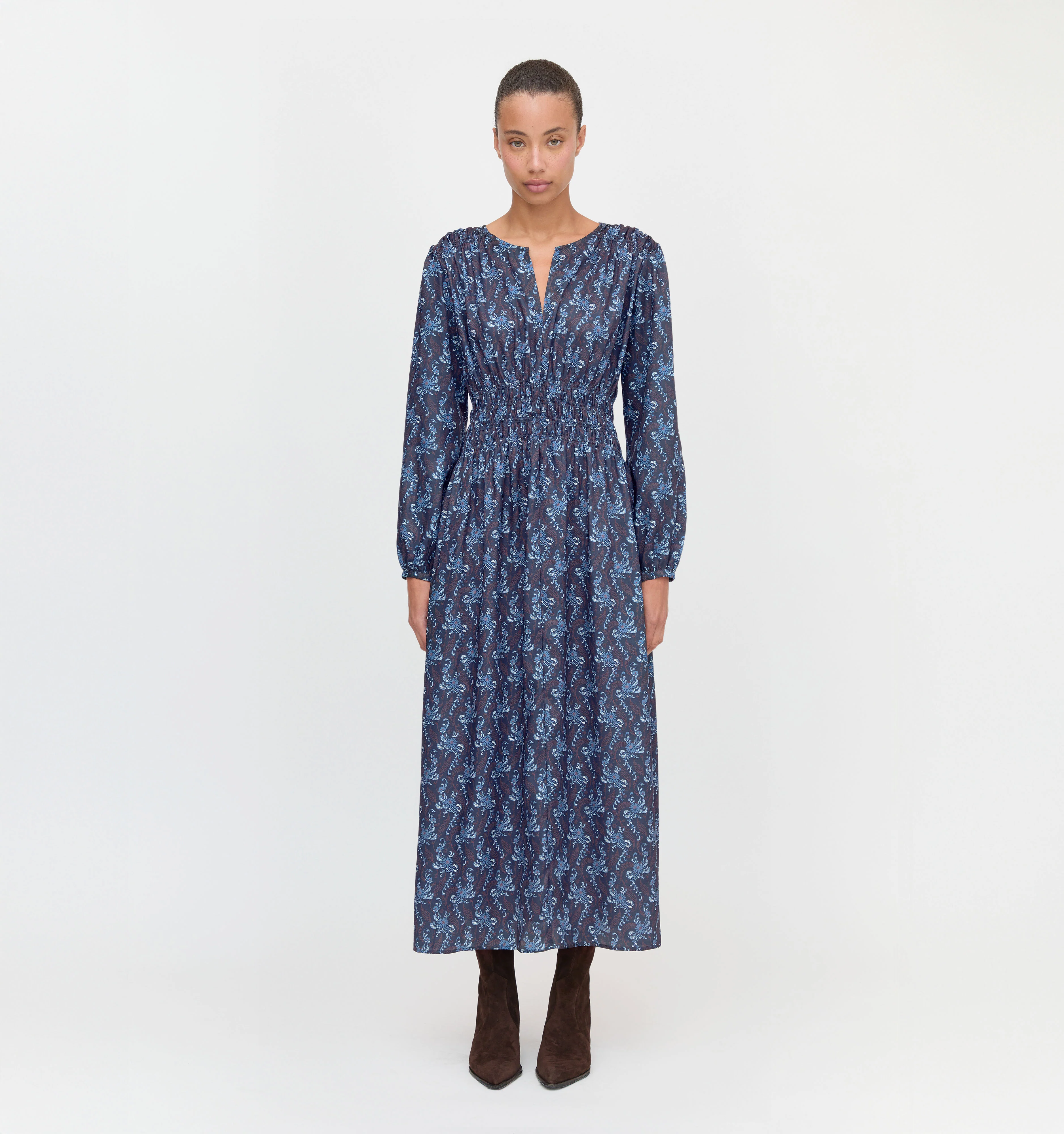 The Rosely Dress - Navy Cala Paisley