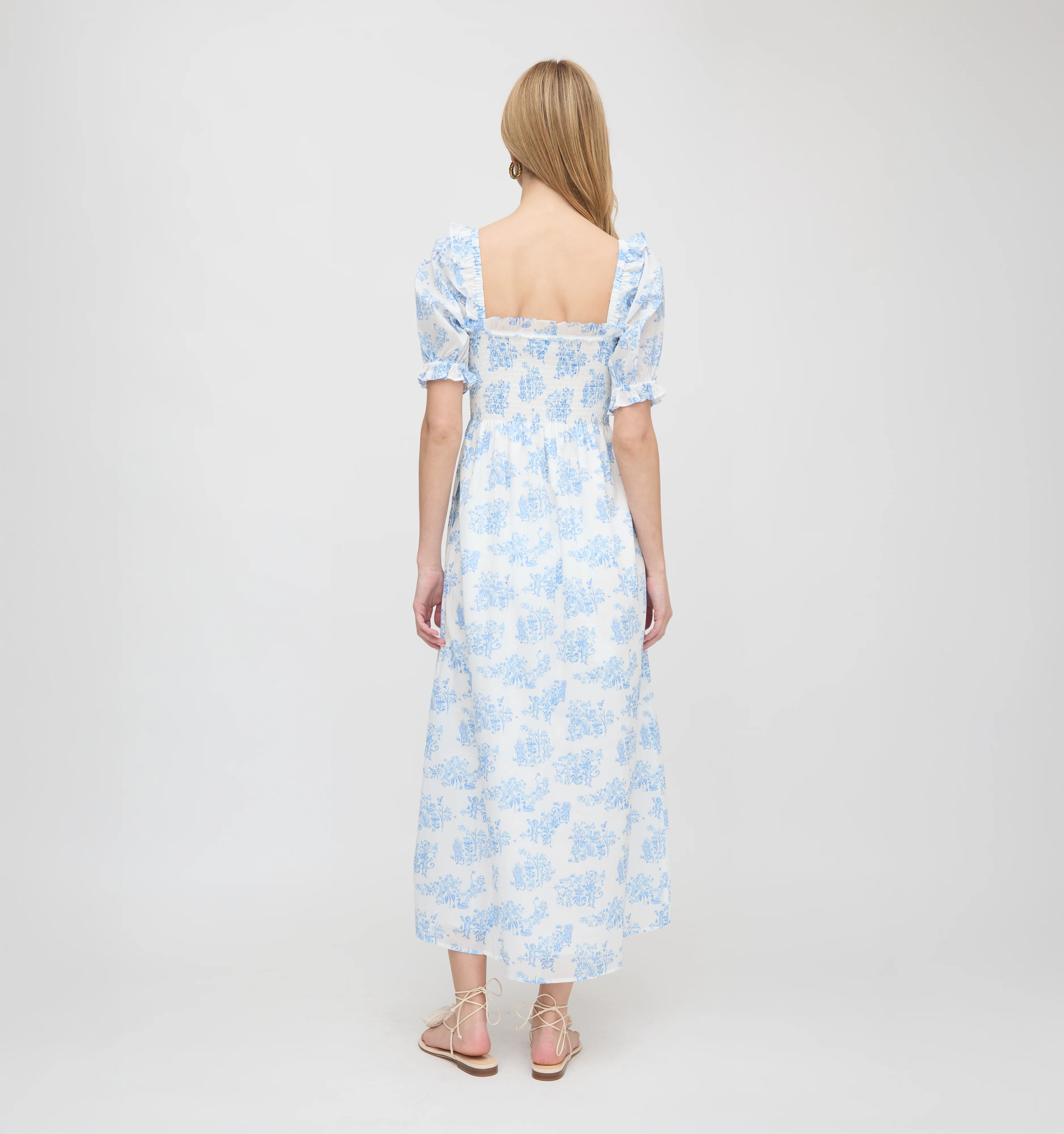 Roller Rabbit x Hill House Scarlett Midi Nap Dress - Blue Sherwood Forest Monkey - Image 5