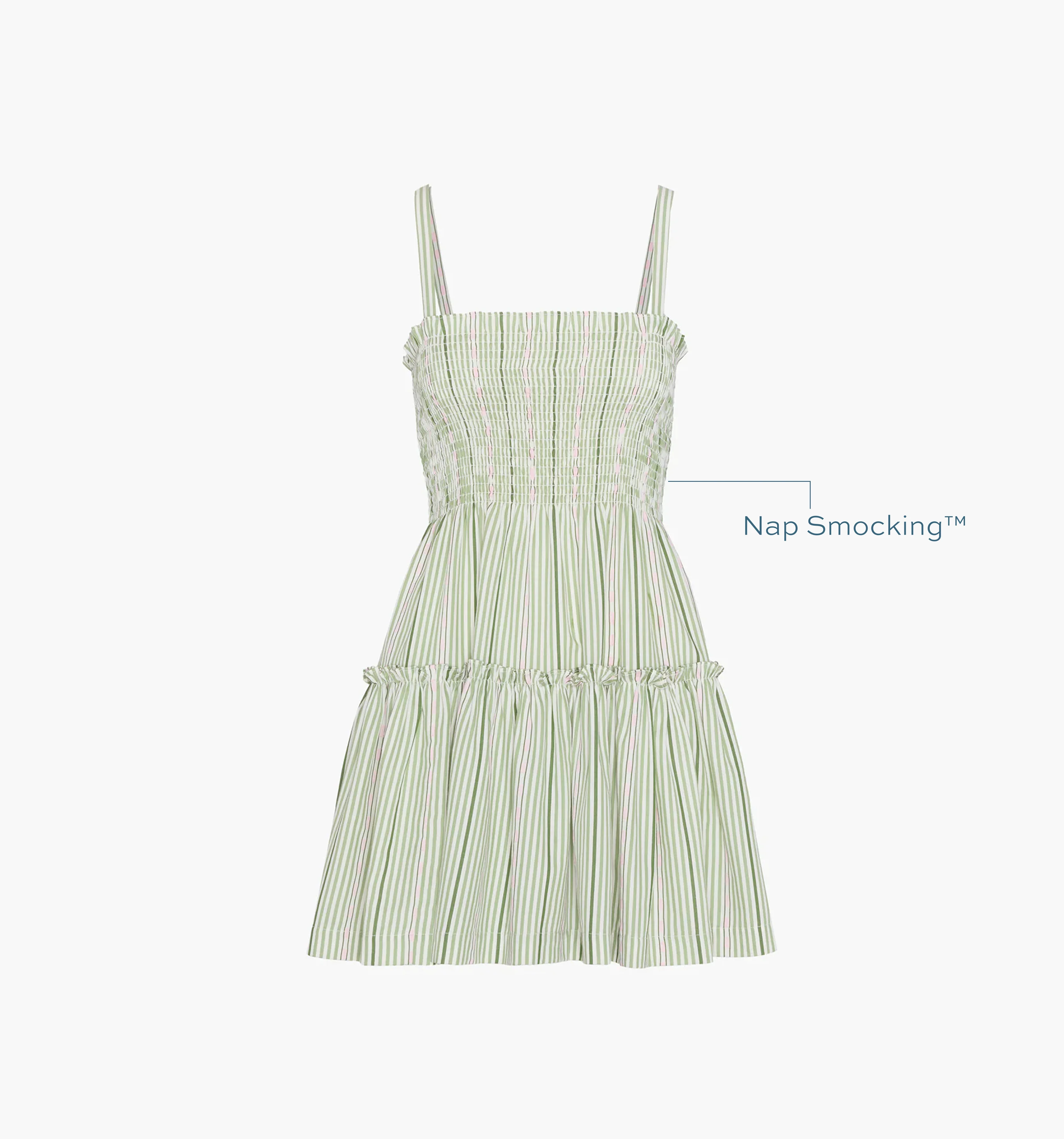 The Seraphina Mini Nap Dress - Green Jacquard Stripe - Image 5