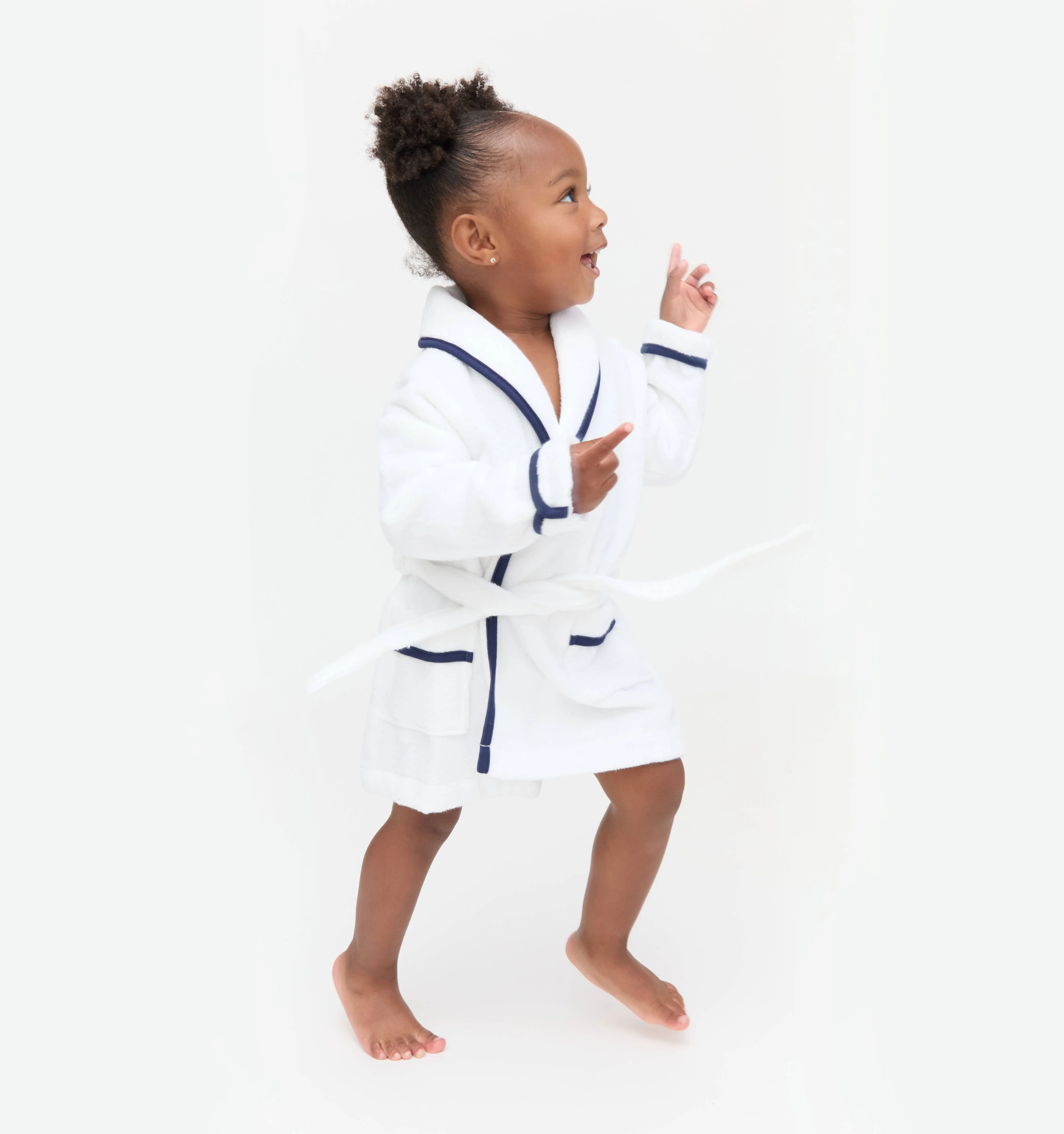 The Tiny Hotel Robe - White/Navy - Image 3