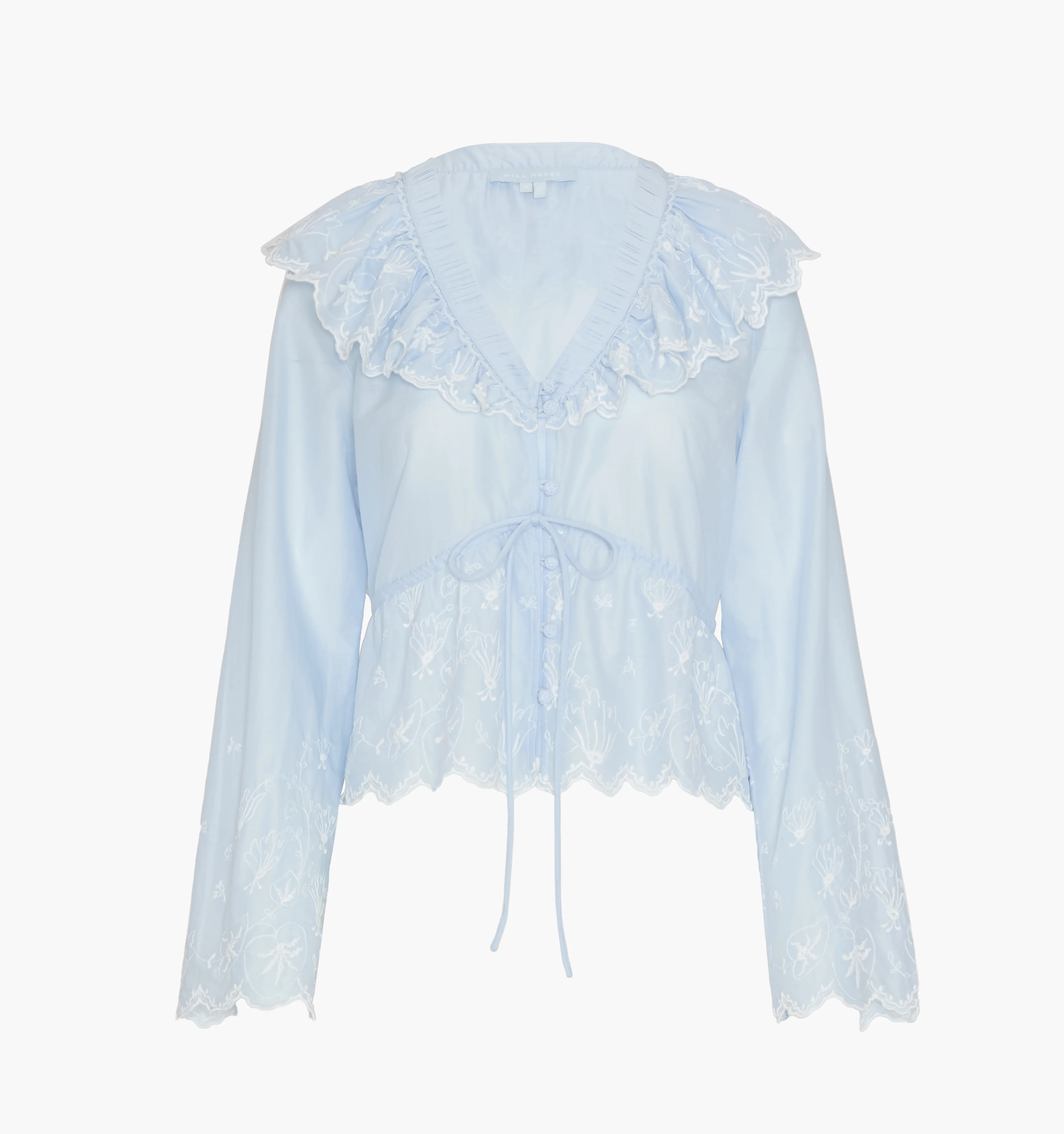 The Zoya Top - Powder Blue with White Embroidery - Image 6