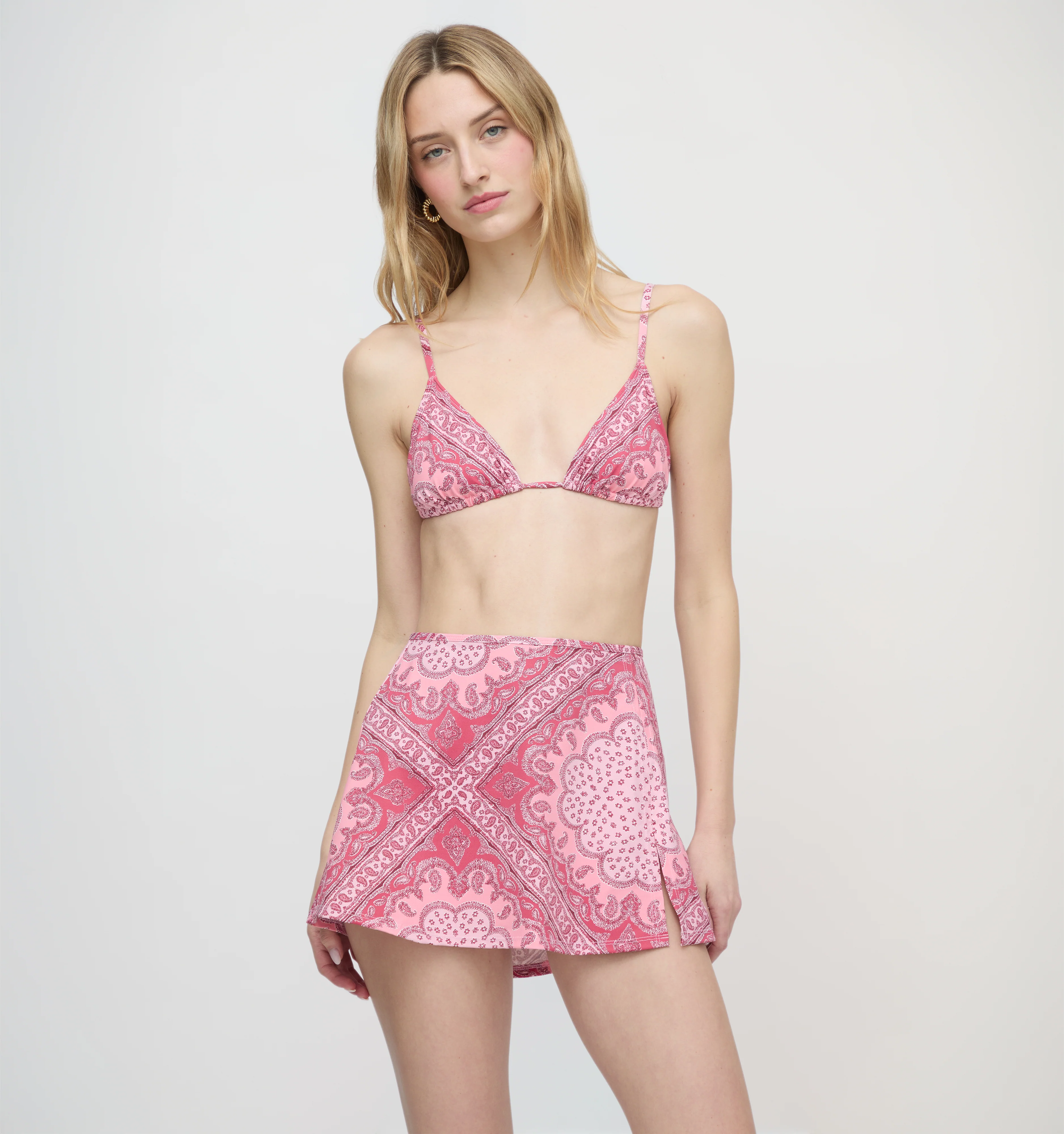 The Zuri Swim Skirt - Berry Paisley Scarf - Image 5
